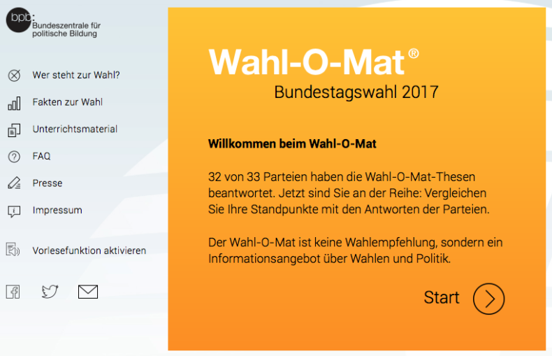 Wahlomat, Bundestagswahl, 2017