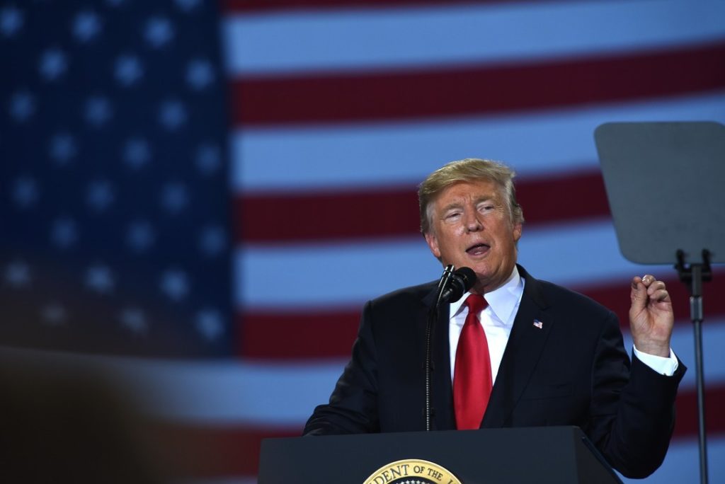 President Trump speaks in front of crowd