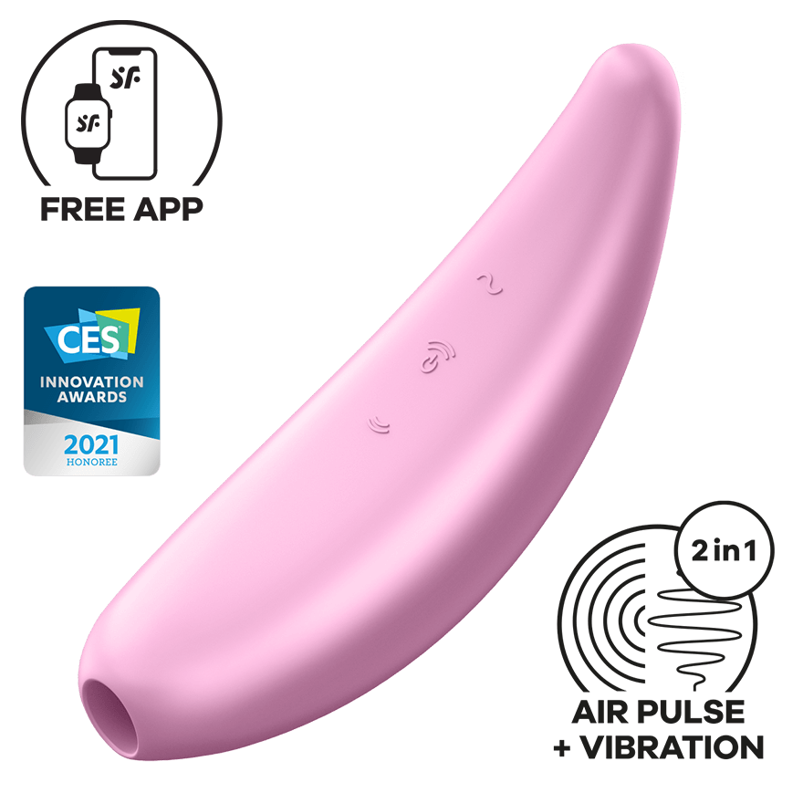 Sexspielzeug: satisfyer curvy 3: A pink sextoy with buttons.