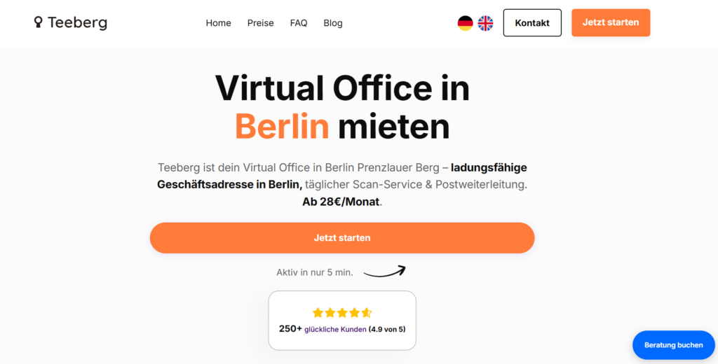 Virtual Office in Berlin: Anbieter-Vergleich und wichtiger Ratgeber für Gründer 2 Teeberg, Virtual Office